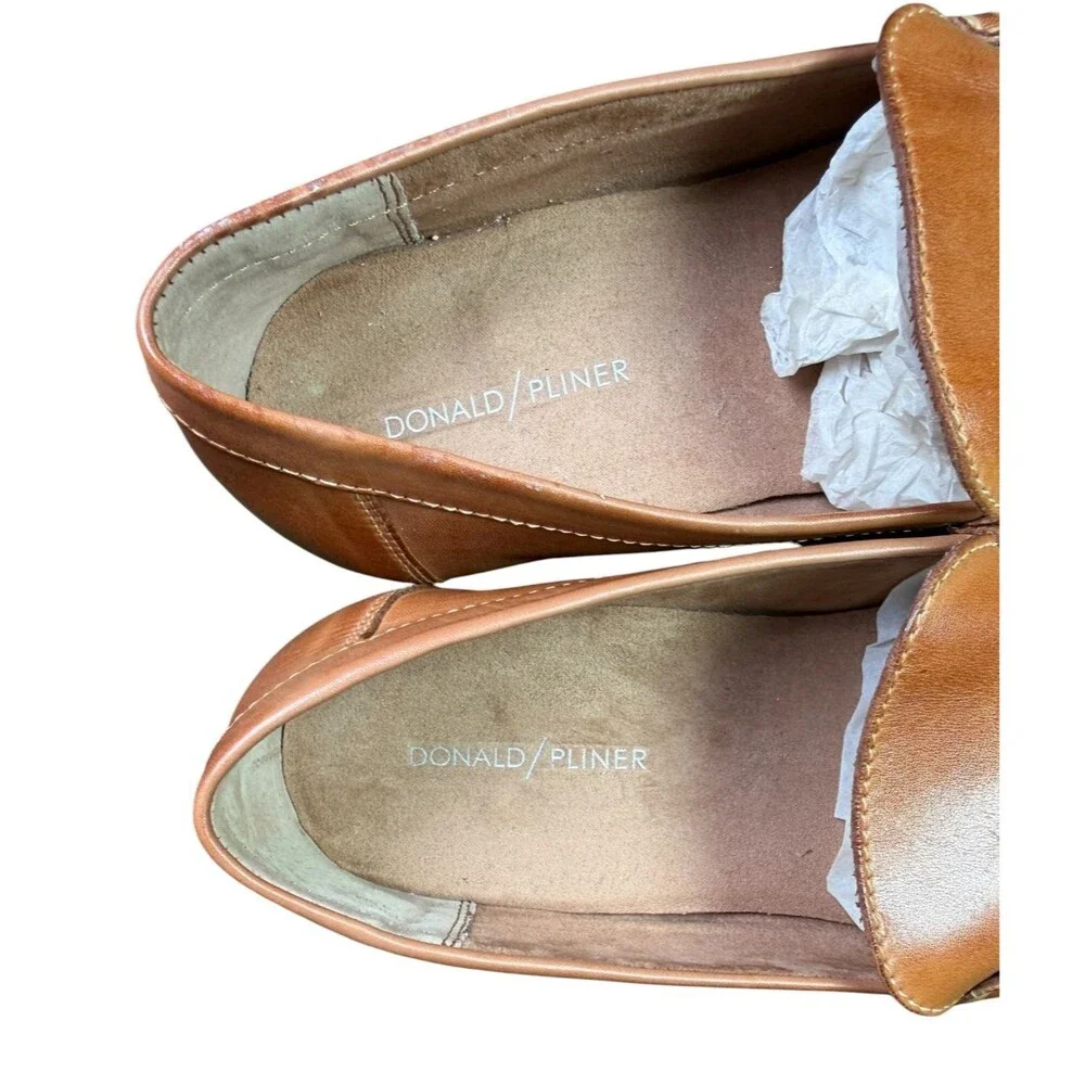 Donald Pliner Dacio Leather Horsebit Loafers Cognac Slip On Shoes Men's 9.5M